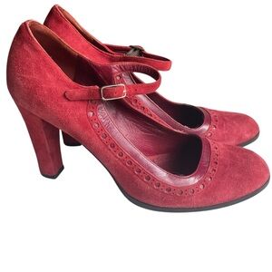Vintage Y2K Marc Jacobs Mary Jane Heels Red Suede‎ 8.5